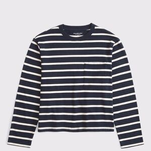 Abercrombie Navy Striped Long Sleeve Shirt